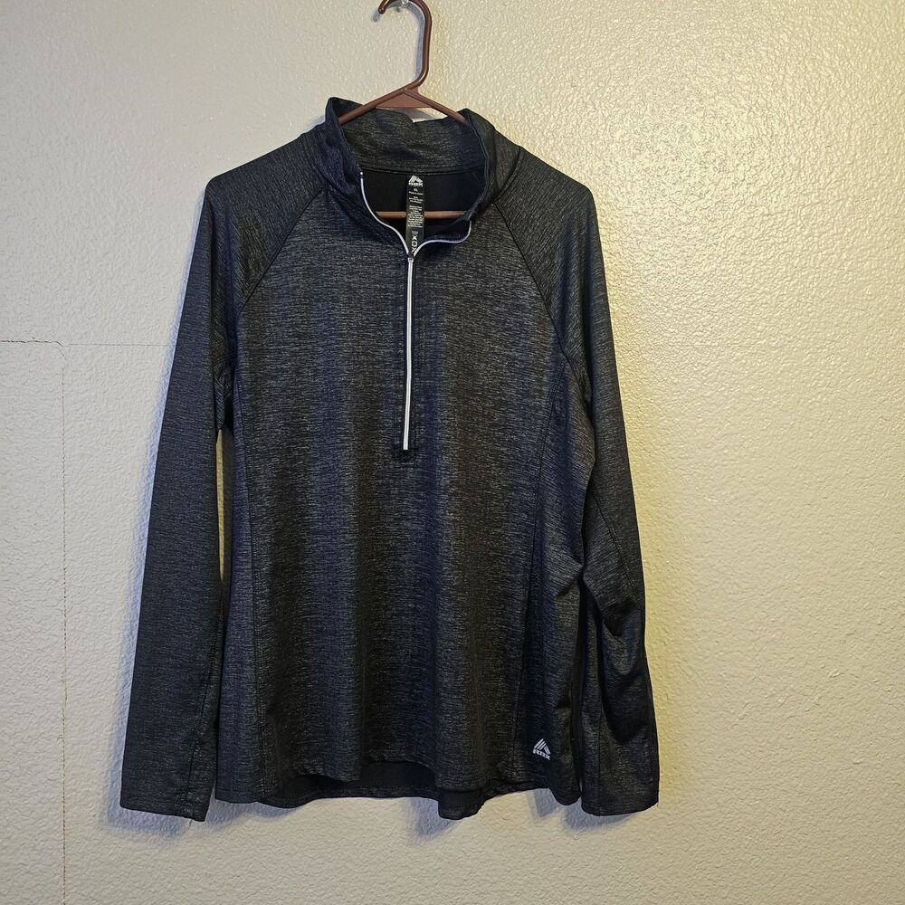 RBX Womens XL Quarter Zip Athletic Pullover Black Long Sleeve Activewear DD729